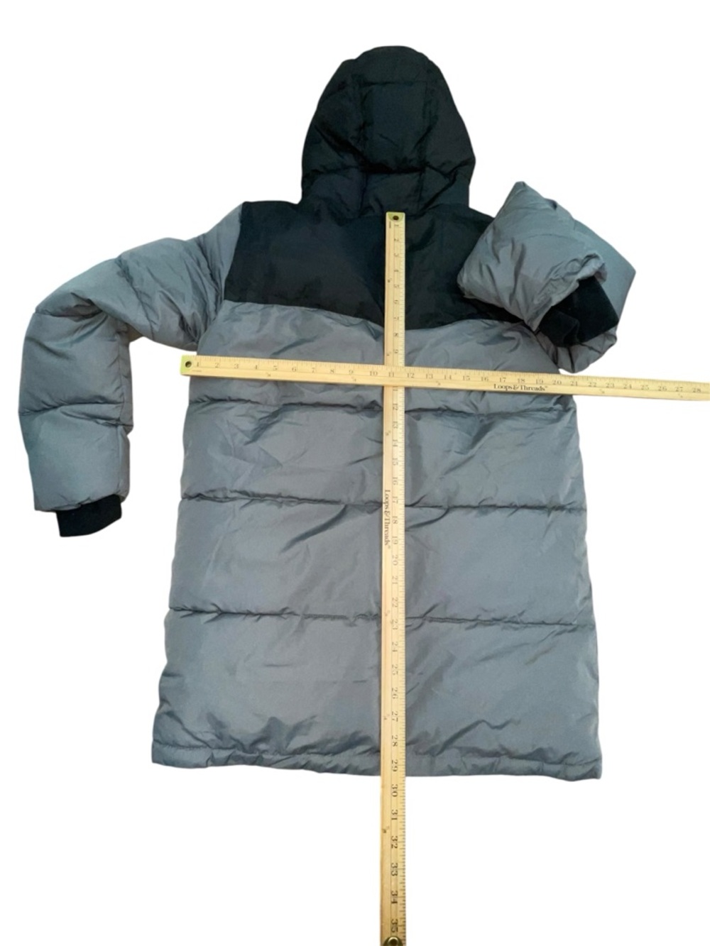 Lands' End YOUTH PARKA Hooded Puffer Jacket in Gray Black Youth size XL (18/20) - Picture 3 of 12